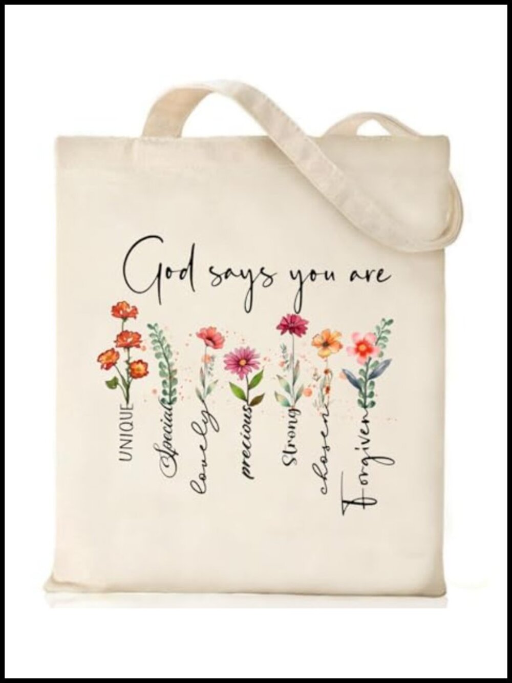 Canvas Christian Tote Bag Bible Faith Church Sunday Bag